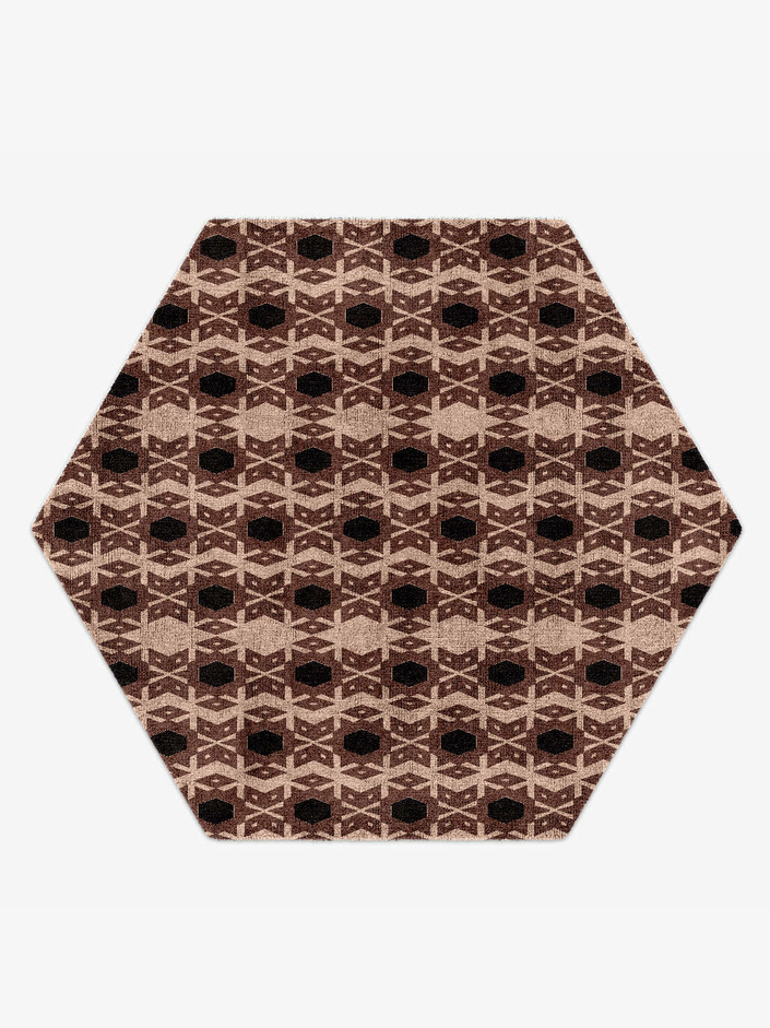 Snowflake Geometric Hexagon Hand Knotted Bamboo Silk Custom Rug by Rug Artisan
