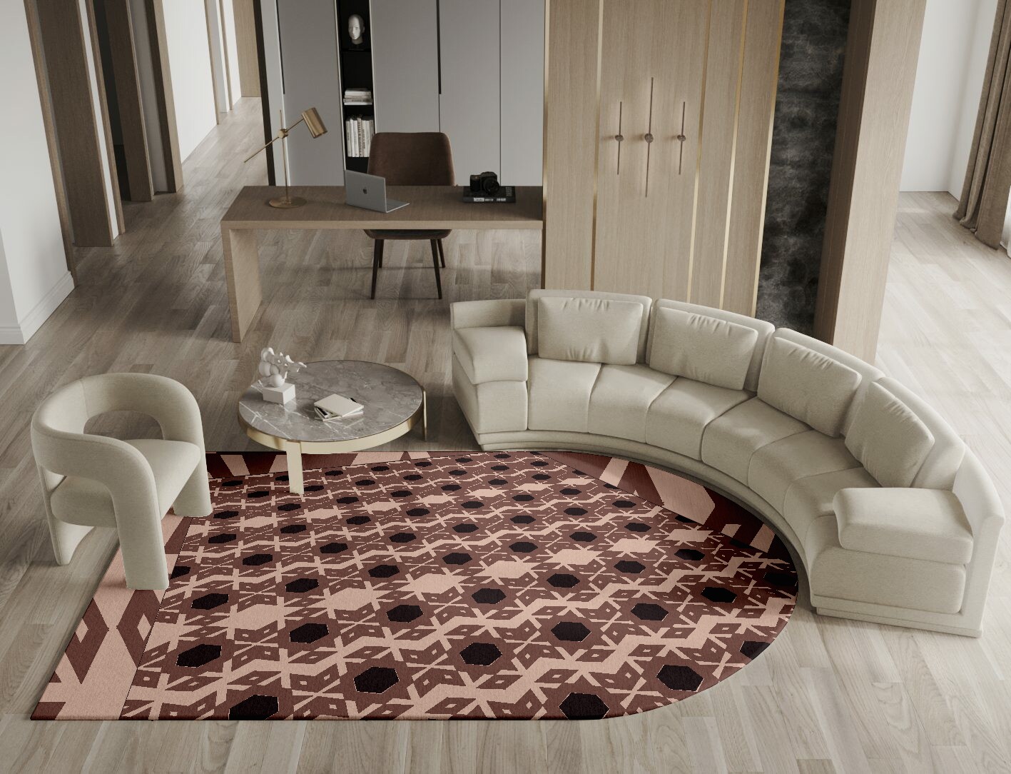 Snowflake Geometric Arch Hand Tufted Pure Wool Custom Rug by Rug Artisan