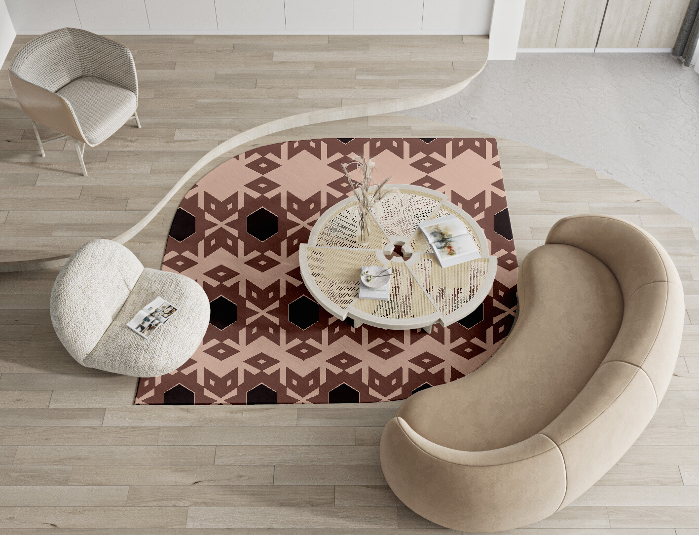 Snowflake Geometric Ogee Hand Tufted Pure Wool Custom Rug by Rug Artisan