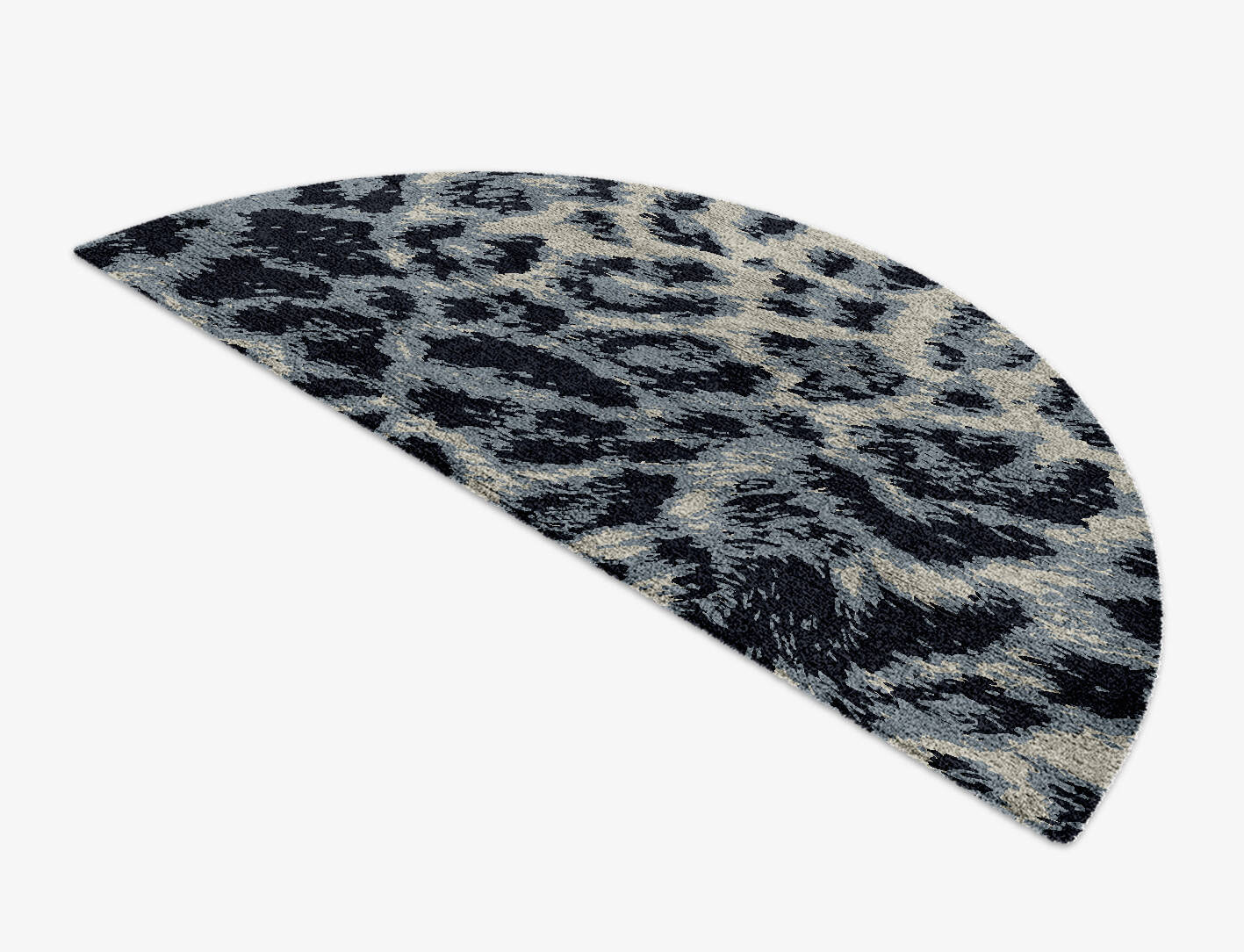 Snowy Fur Animal Prints Halfmoon Hand Knotted Bamboo Silk Custom Rug by Rug Artisan