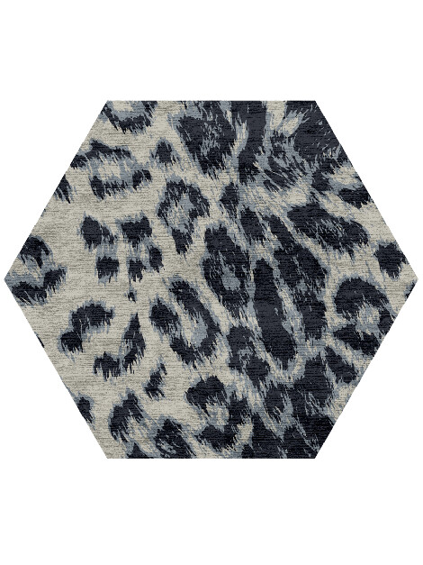 Snowy Fur Animal Prints Hexagon Hand Knotted Bamboo Silk Custom Rug by Rug Artisan
