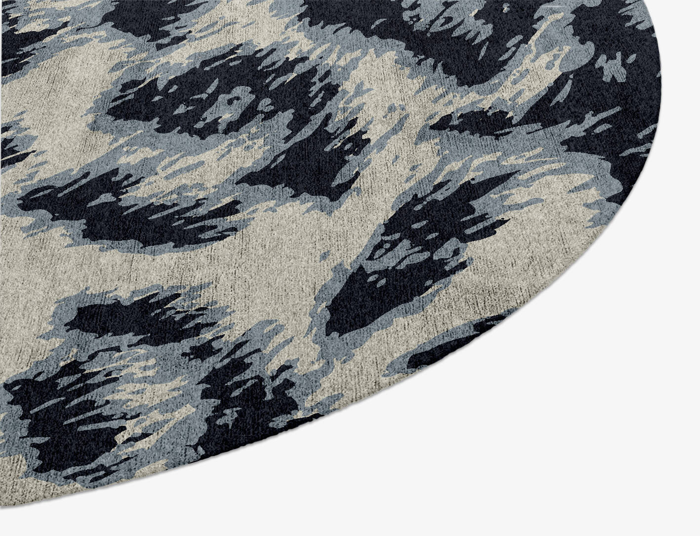 Snowy Fur Animal Prints Oval Hand Knotted Bamboo Silk Custom Rug by Rug Artisan
