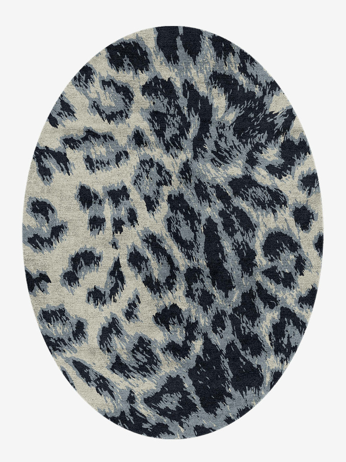 Snowy Fur Animal Prints Oval Hand Knotted Bamboo Silk Custom Rug by Rug Artisan