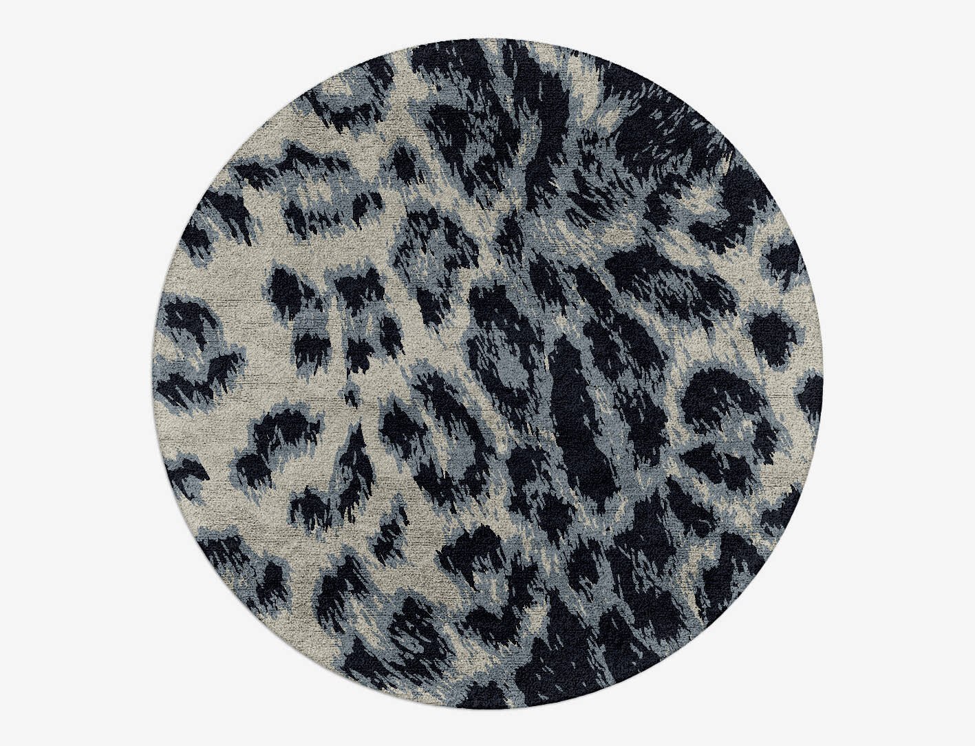 Snowy Fur Animal Prints Round Hand Tufted Bamboo Silk Custom Rug by Rug Artisan