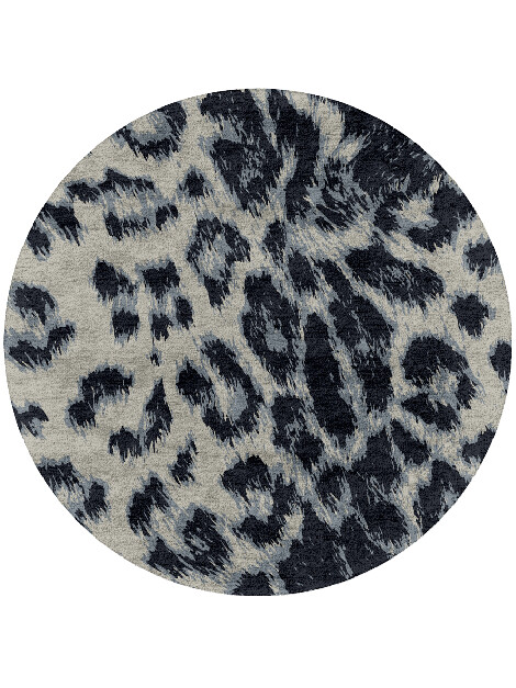 Snowy Fur Animal Prints Round Hand Tufted Bamboo Silk Custom Rug by Rug Artisan
