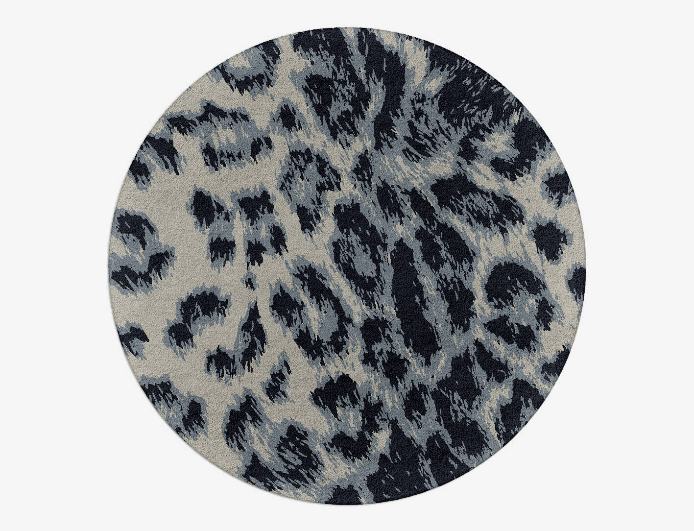 Snowy Fur Animal Prints Round Hand Tufted Pure Wool Custom Rug by Rug Artisan