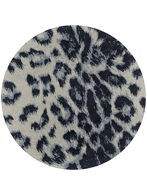 Snowy Fur Animal Prints Round Hand Tufted Pure Wool Custom Rug by Rug Artisan