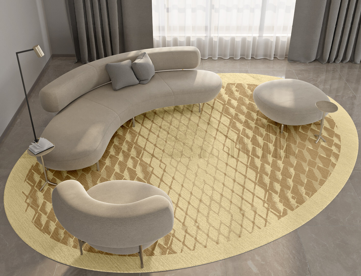 Soga Origami Oval Hand Knotted Bamboo Silk Custom Rug by Rug Artisan