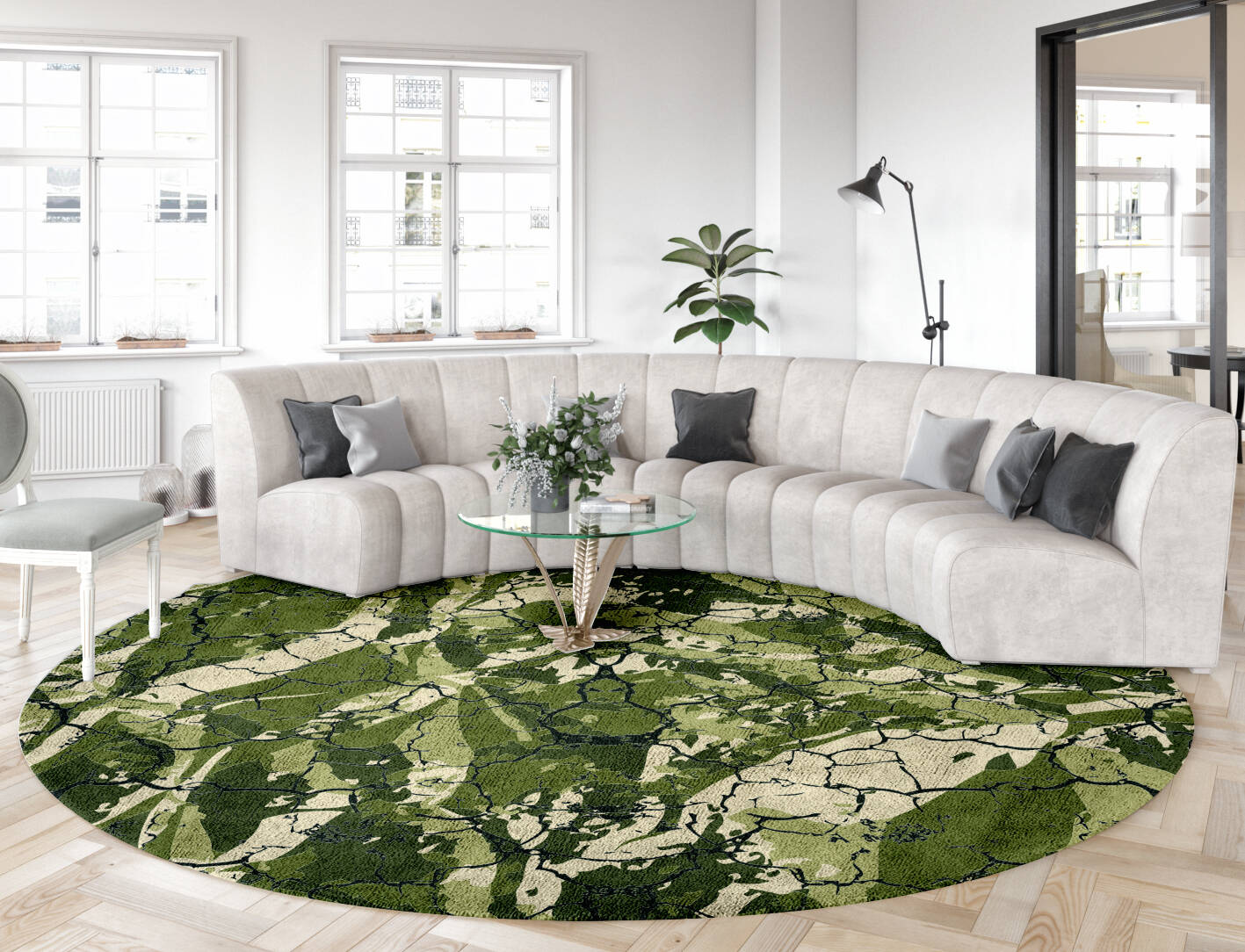 Sophime Abstract Round Hand Tufted Bamboo Silk Custom Rug by Rug Artisan