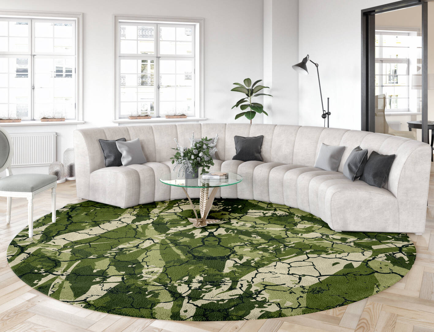 Sophime Abstract Round Hand Tufted Pure Wool Custom Rug by Rug Artisan