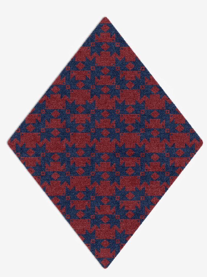 Southwestern Geometric Diamond Hand Knotted Tibetan Wool Custom Rug by Rug Artisan