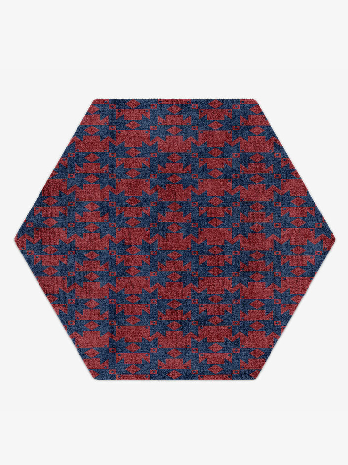 Southwestern Geometric Hexagon Hand Knotted Bamboo Silk Custom Rug by Rug Artisan