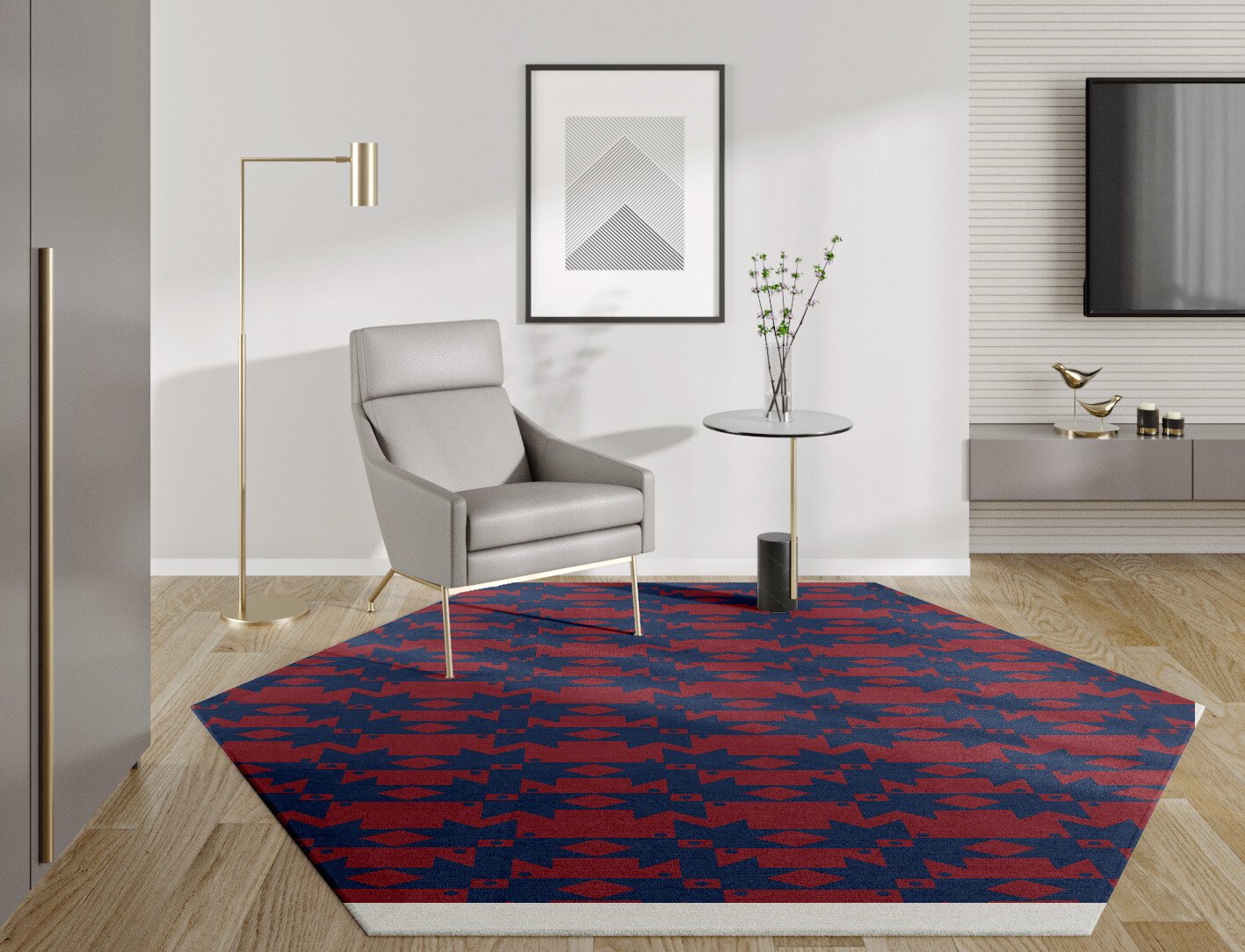 Southwestern Geometric Hexagon Hand Knotted Tibetan Wool Custom Rug by Rug Artisan