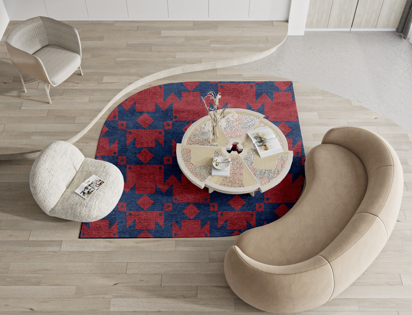 Southwestern Geometric Ogee Hand Knotted Bamboo Silk Custom Rug by Rug Artisan