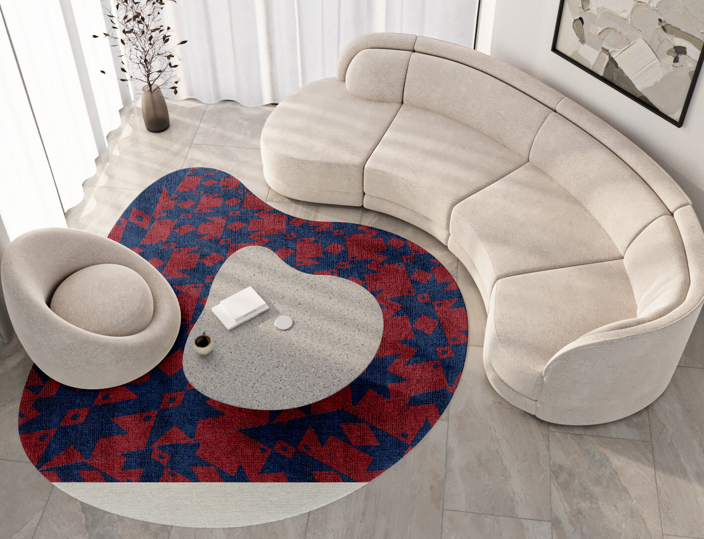 Southwestern Geometric Splash Hand Knotted Bamboo Silk Custom Rug by Rug Artisan