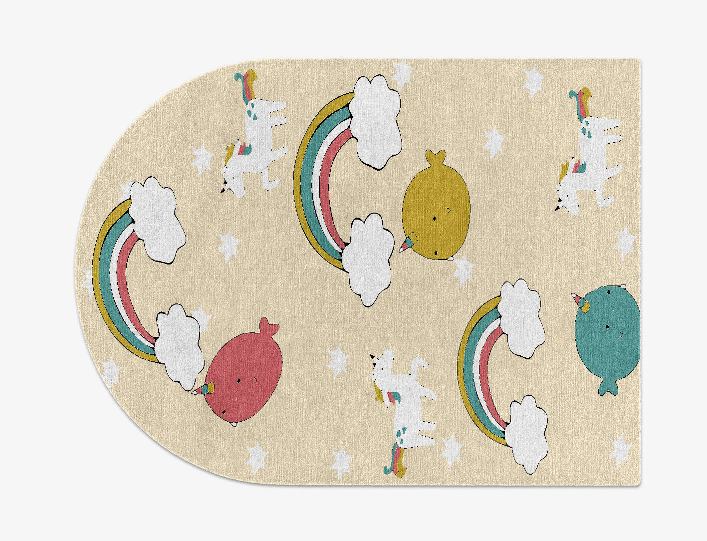 Space Unicorns Kids Arch Hand Knotted Tibetan Wool Custom Rug by Rug Artisan