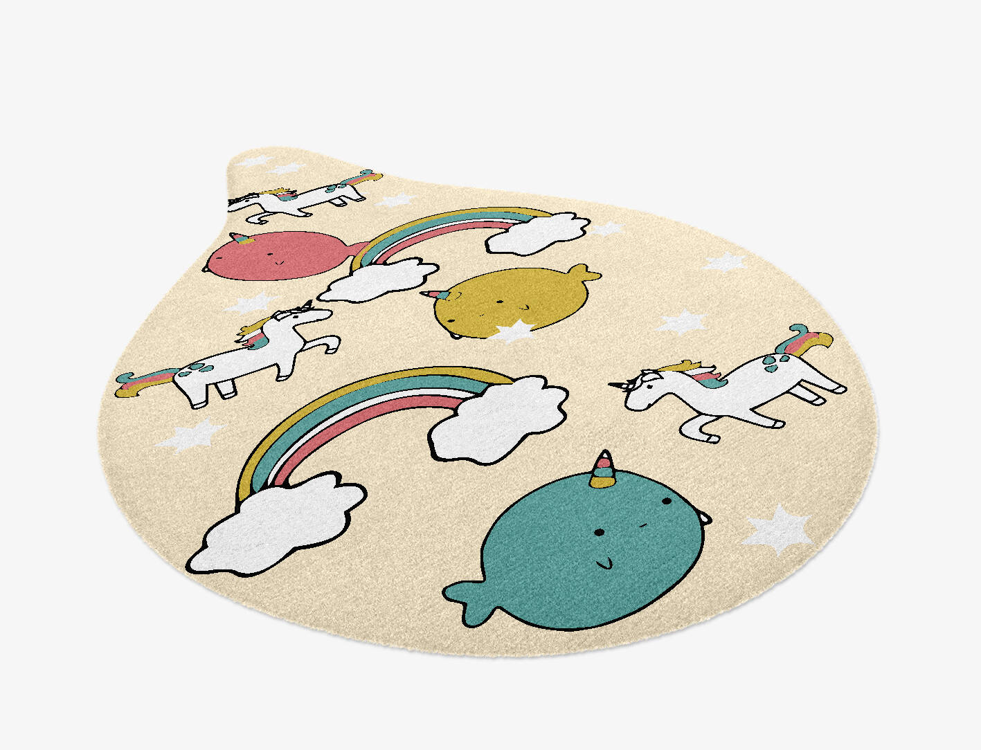 Space Unicorns Kids Drop Hand Knotted Tibetan Wool Custom Rug by Rug Artisan