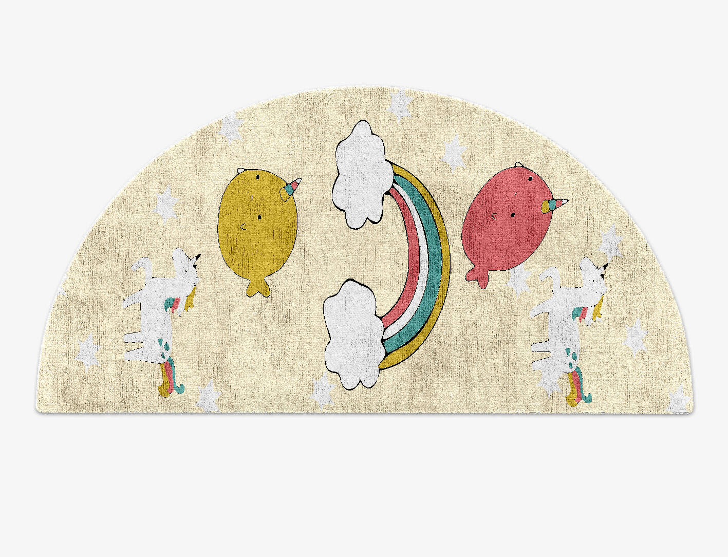 Space Unicorns Kids Halfmoon Hand Knotted Bamboo Silk Custom Rug by Rug Artisan