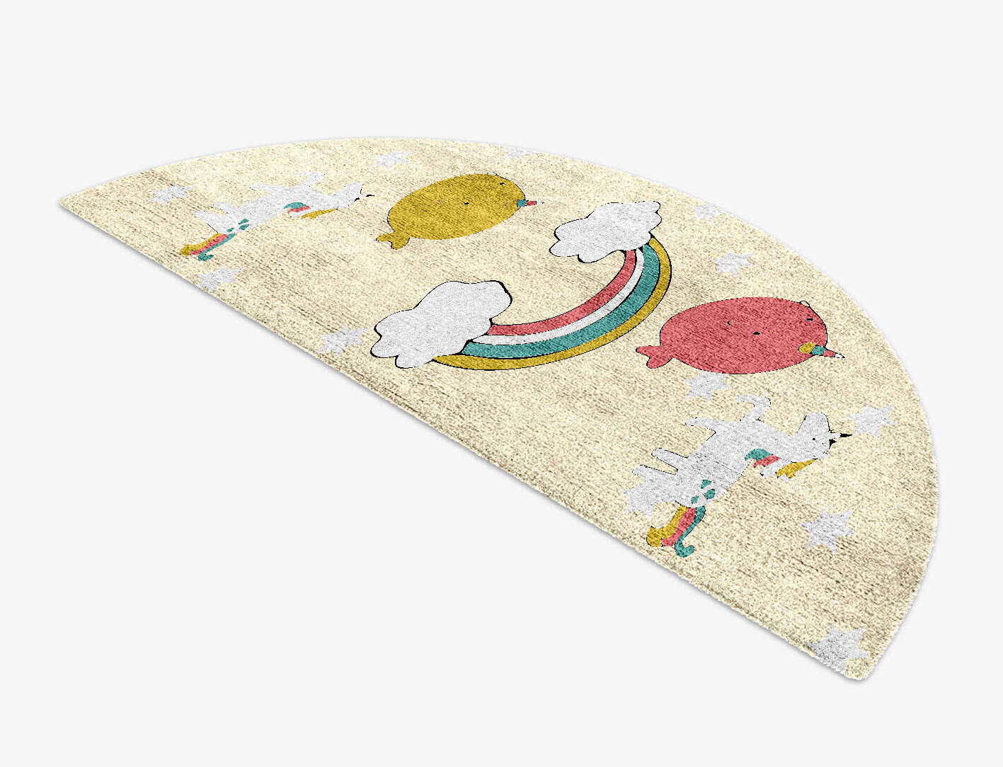 Space Unicorns Kids Halfmoon Hand Knotted Bamboo Silk Custom Rug by Rug Artisan