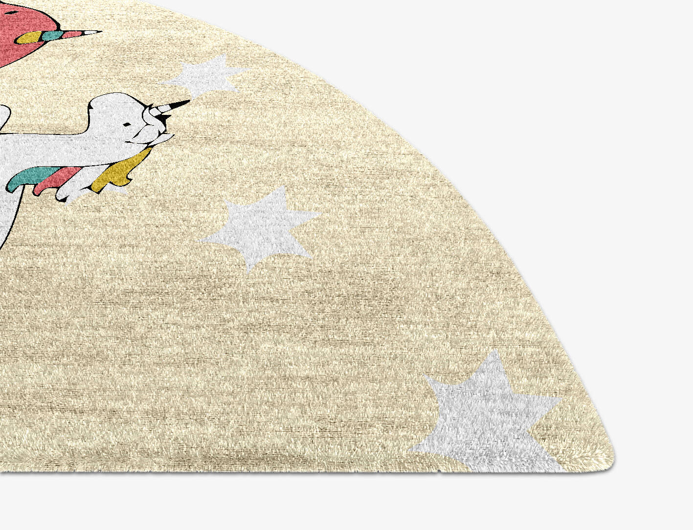 Space Unicorns Kids Halfmoon Hand Knotted Bamboo Silk Custom Rug by Rug Artisan