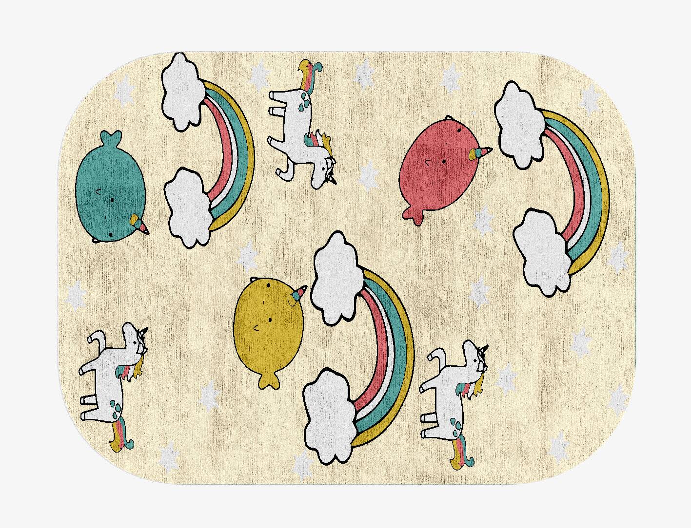 Space Unicorns Kids Oblong Hand Knotted Bamboo Silk Custom Rug by Rug Artisan
