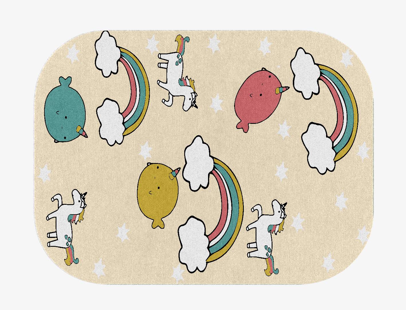 Space Unicorns Kids Oblong Hand Knotted Tibetan Wool Custom Rug by Rug Artisan