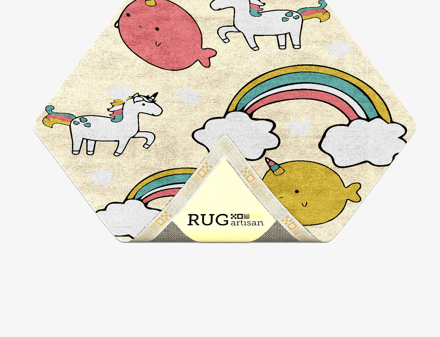 Space Unicorns Kids Diamond Hand Tufted Bamboo Silk Custom Rug by Rug Artisan