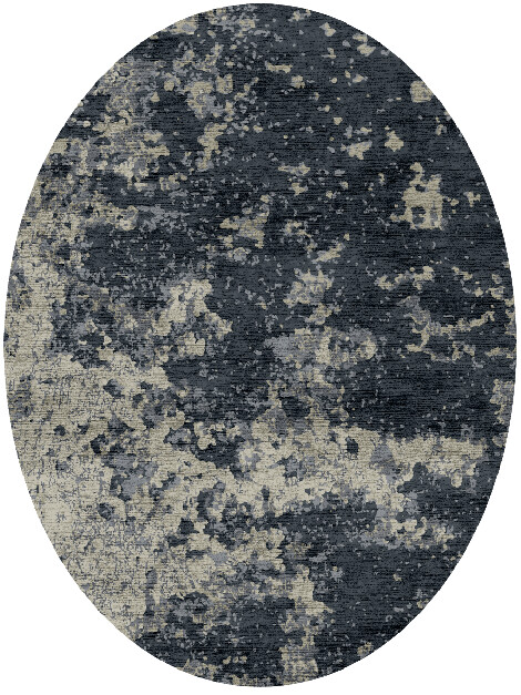 Space Views Brush Strokes Oval Hand Knotted Bamboo Silk Custom Rug by Rug Artisan