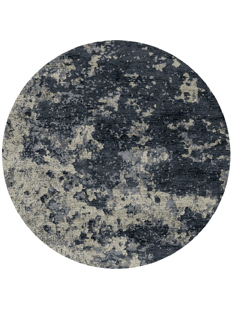 Space Views Brush Strokes Round Hand Knotted Bamboo Silk Custom Rug by Rug Artisan