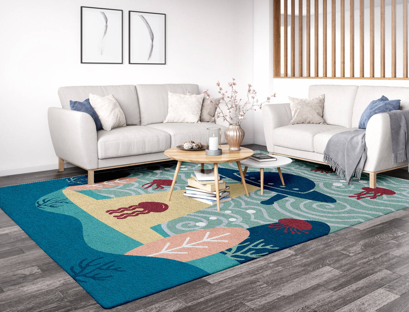 Spaceship Curious Mind Rectangle Hand Tufted Pure Wool Custom Rug by Rug Artisan