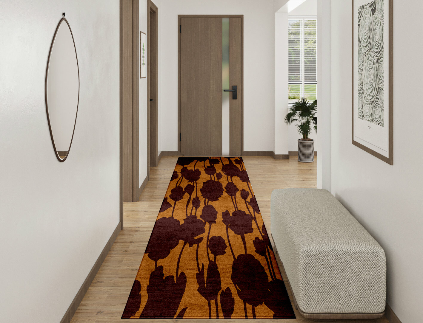 Spalliera Floral Runner Hand Tufted Bamboo Silk Custom Rug by Rug Artisan