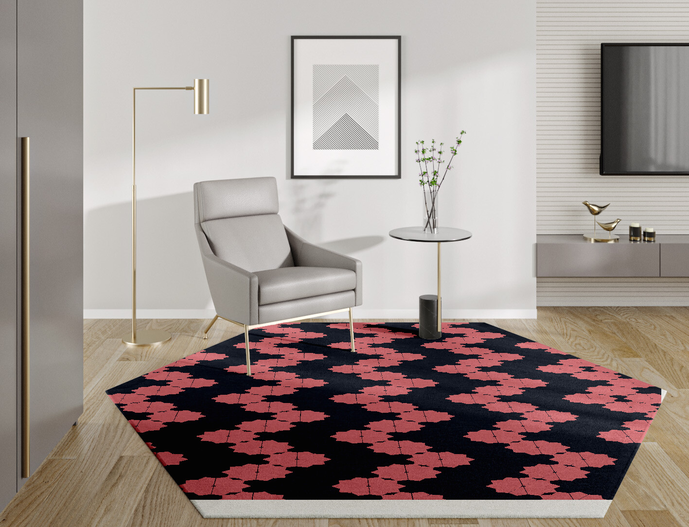 Spangles Geometric Hexagon Hand Knotted Tibetan Wool Custom Rug by Rug Artisan