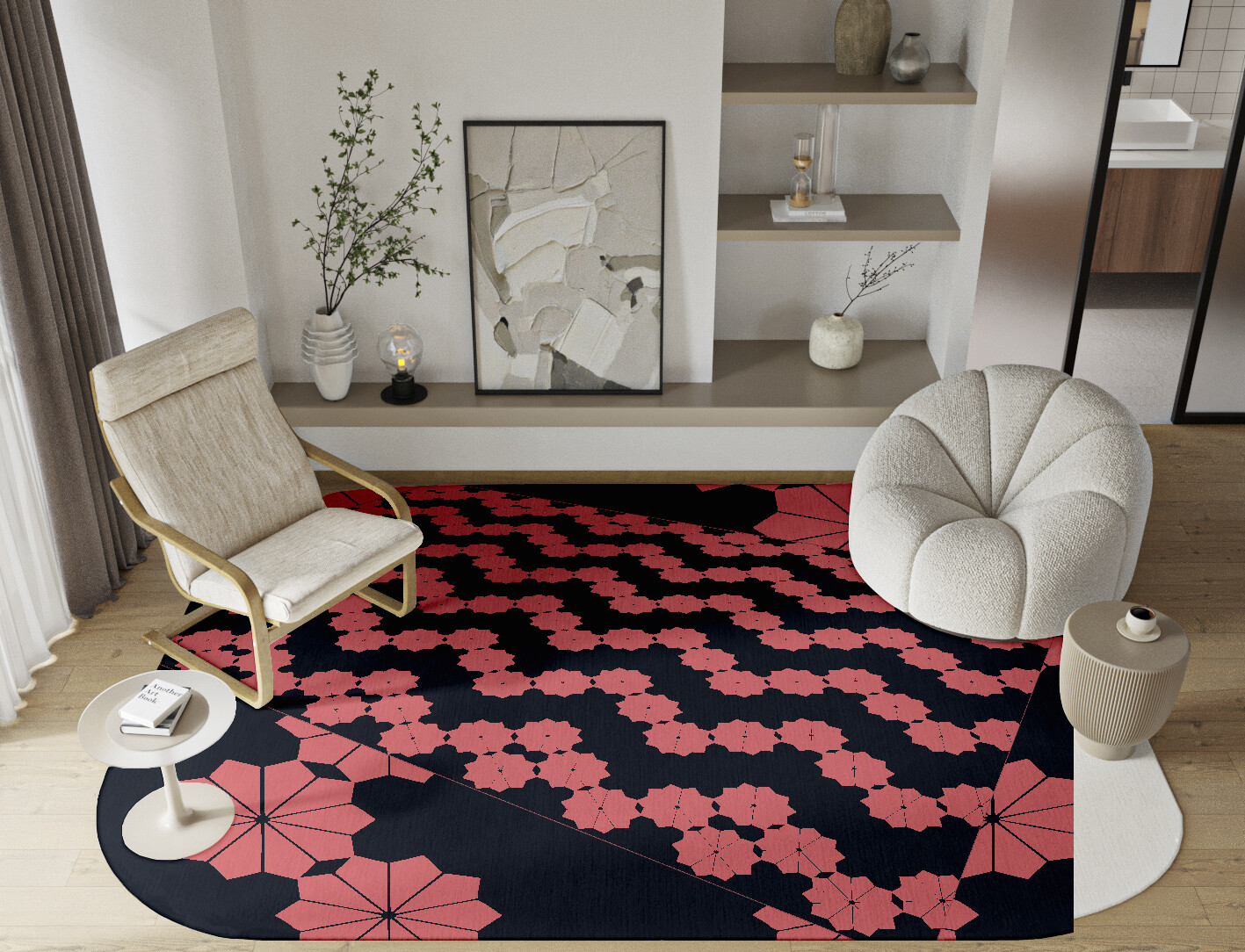 Spangles Geometric Oblong Hand Knotted Tibetan Wool Custom Rug by Rug Artisan