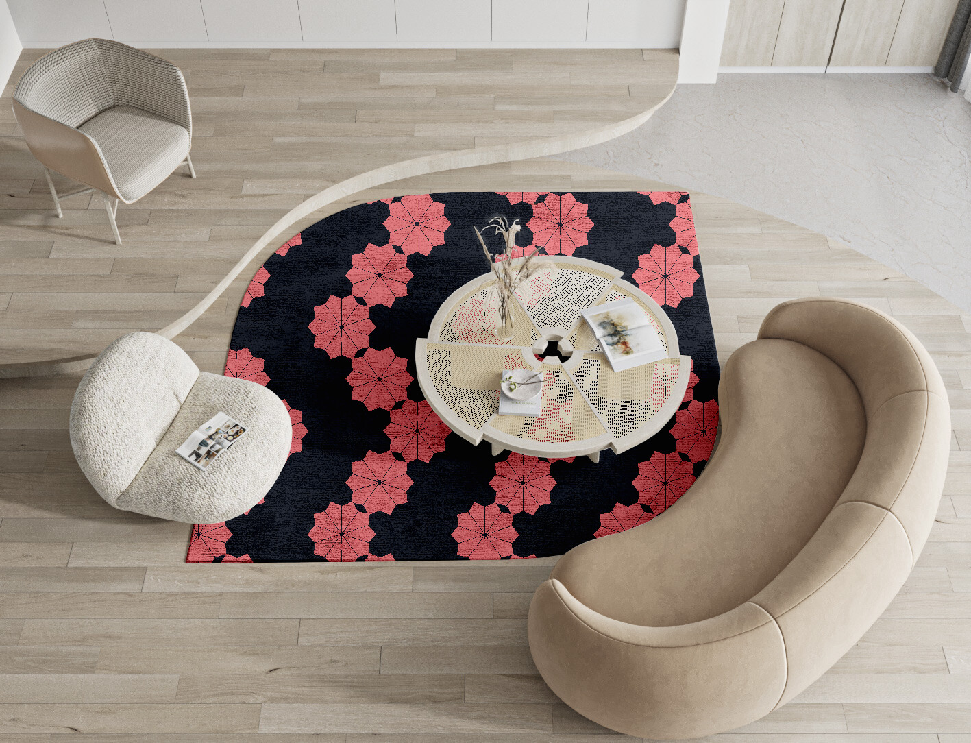 Spangles Geometric Ogee Hand Knotted Bamboo Silk Custom Rug by Rug Artisan