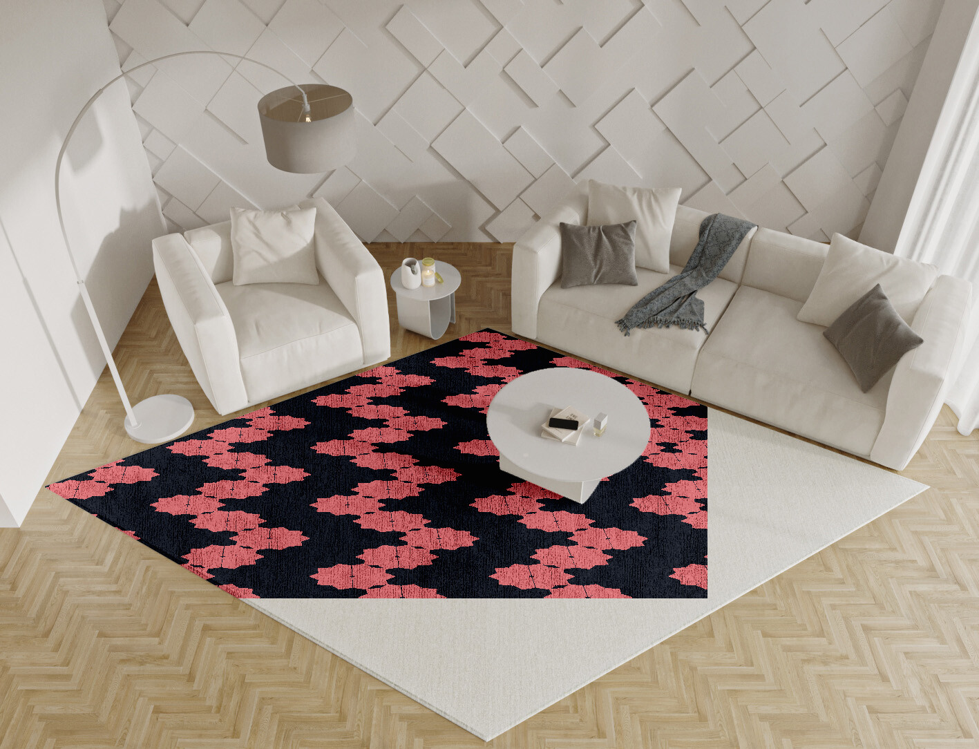 Spangles Geometric Diamond Hand Tufted Bamboo Silk Custom Rug by Rug Artisan