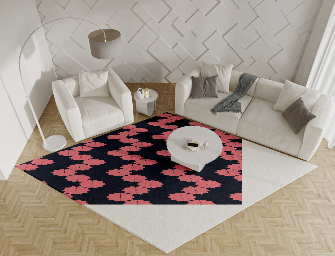 Spangles Geometric Diamond Hand Tufted Pure Wool Custom Rug by Rug Artisan