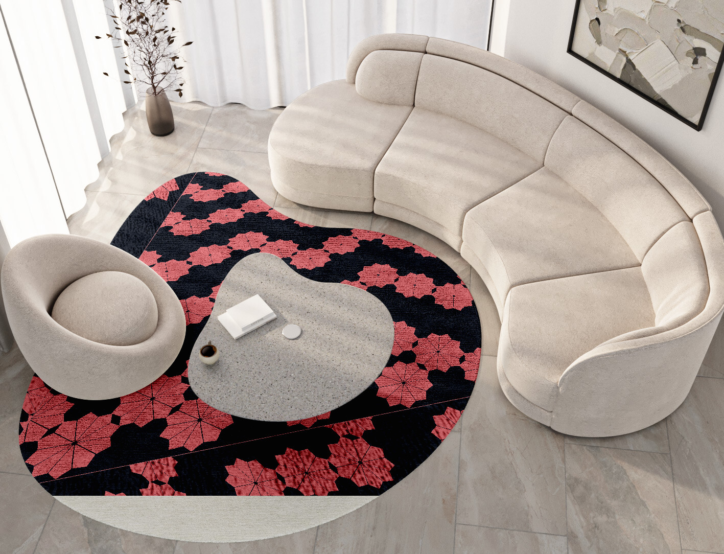 Spangles Geometric Splash Hand Tufted Bamboo Silk Custom Rug by Rug Artisan