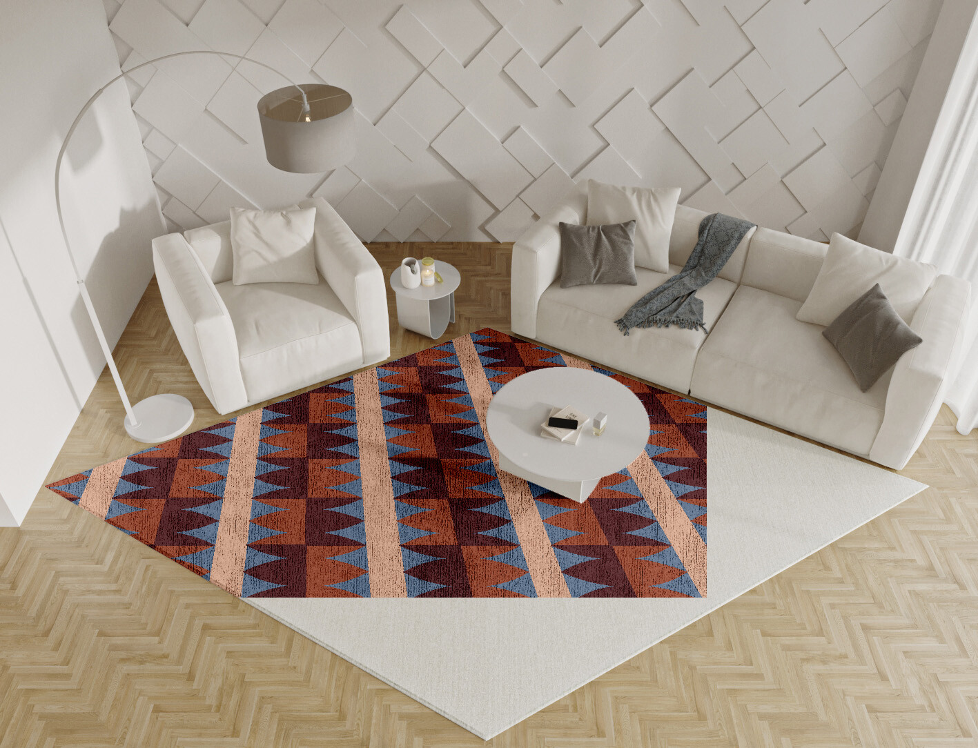 Sparrow Geometric Diamond Hand Knotted Bamboo Silk Custom Rug by Rug Artisan