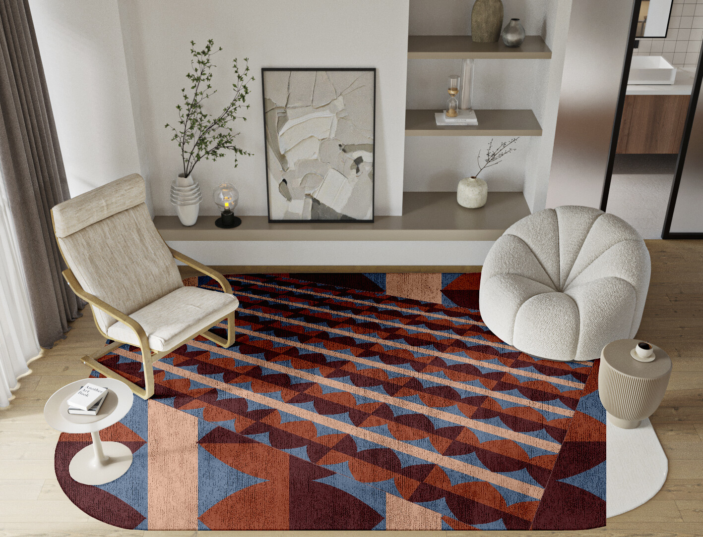 Sparrow Geometric Oblong Hand Knotted Bamboo Silk Custom Rug by Rug Artisan