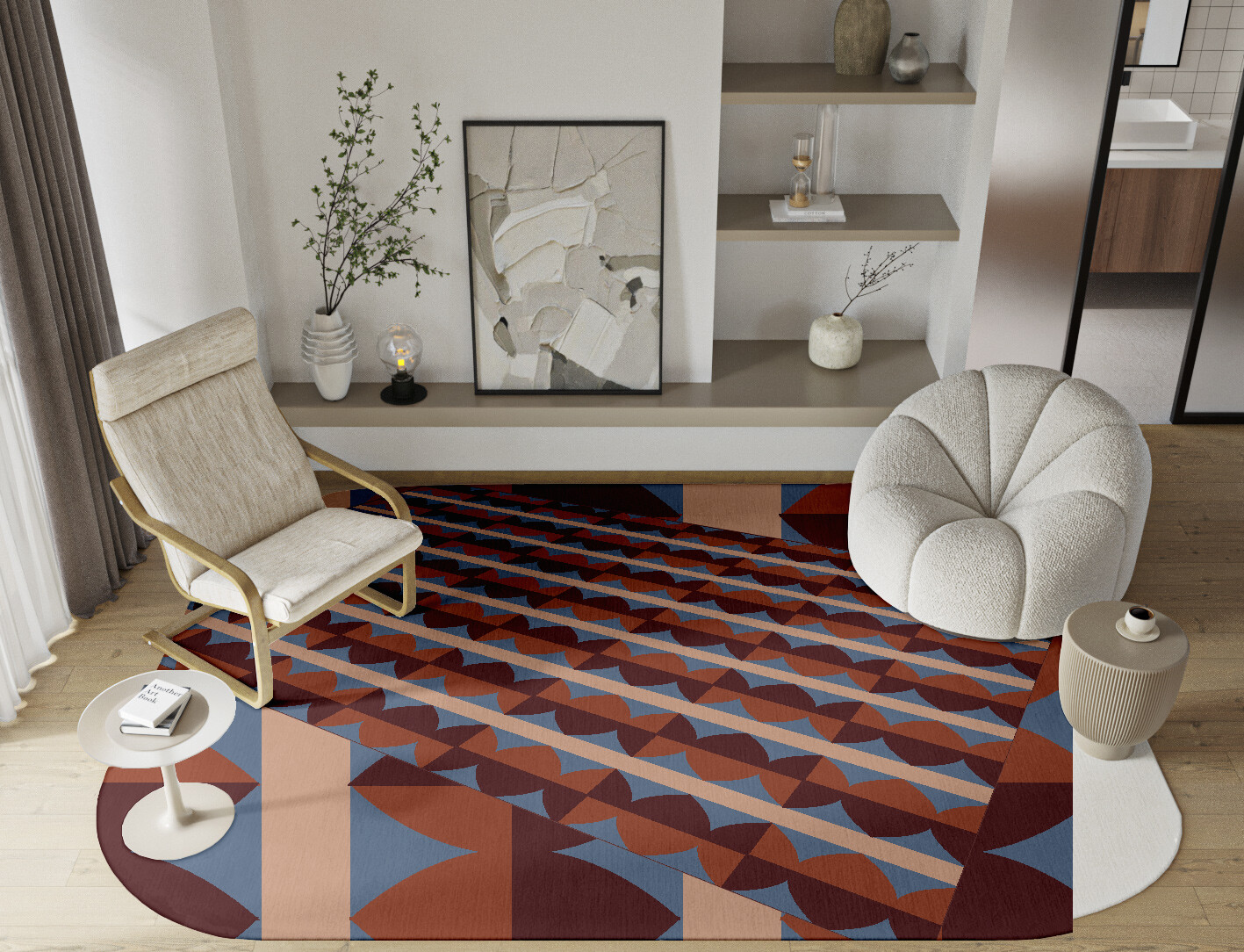 Sparrow Geometric Oblong Hand Knotted Tibetan Wool Custom Rug by Rug Artisan