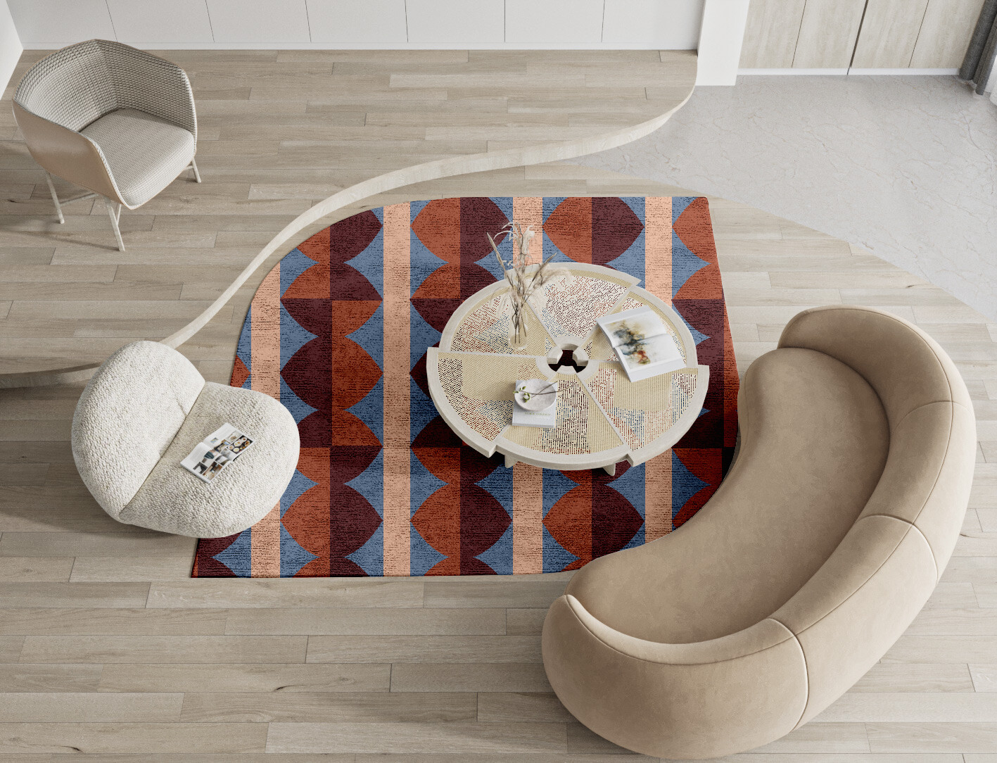 Sparrow Geometric Ogee Hand Knotted Bamboo Silk Custom Rug by Rug Artisan