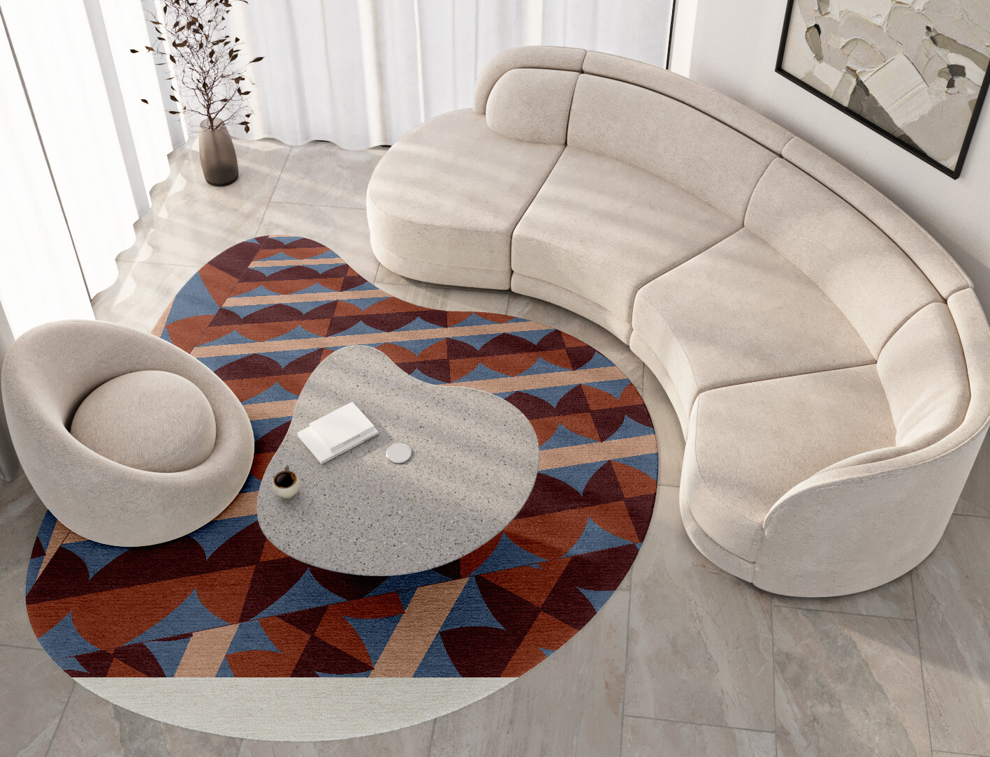 Sparrow Geometric Splash Hand Knotted Tibetan Wool Custom Rug by Rug Artisan