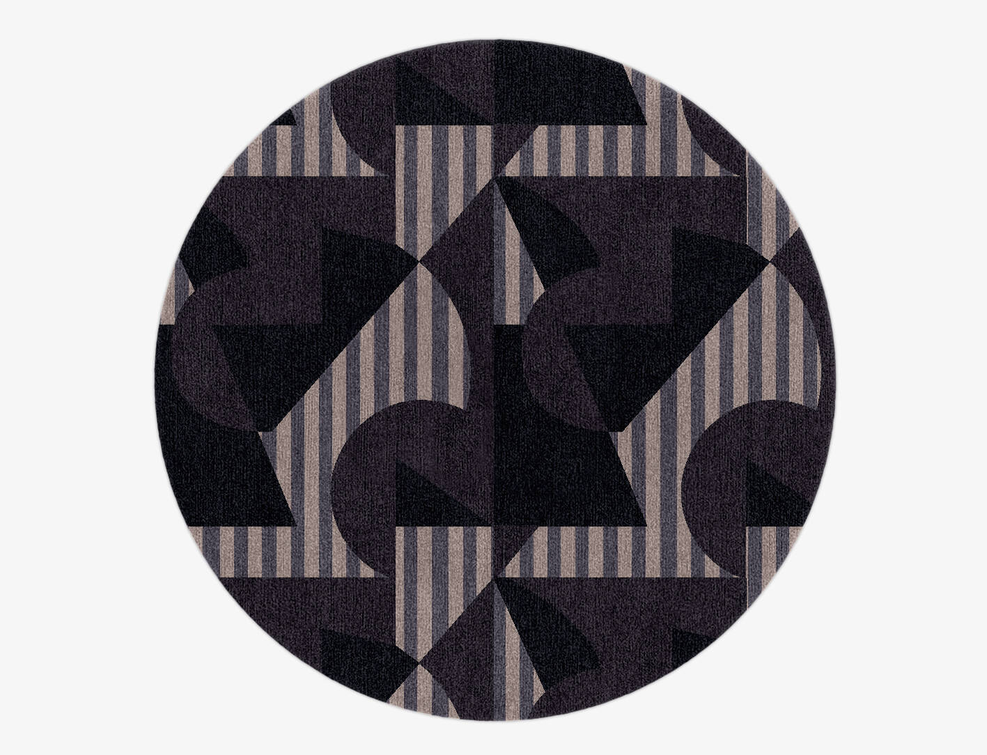 Spatial Plan Modern Geometrics Round Hand Knotted Tibetan Wool Custom Rug by Rug Artisan