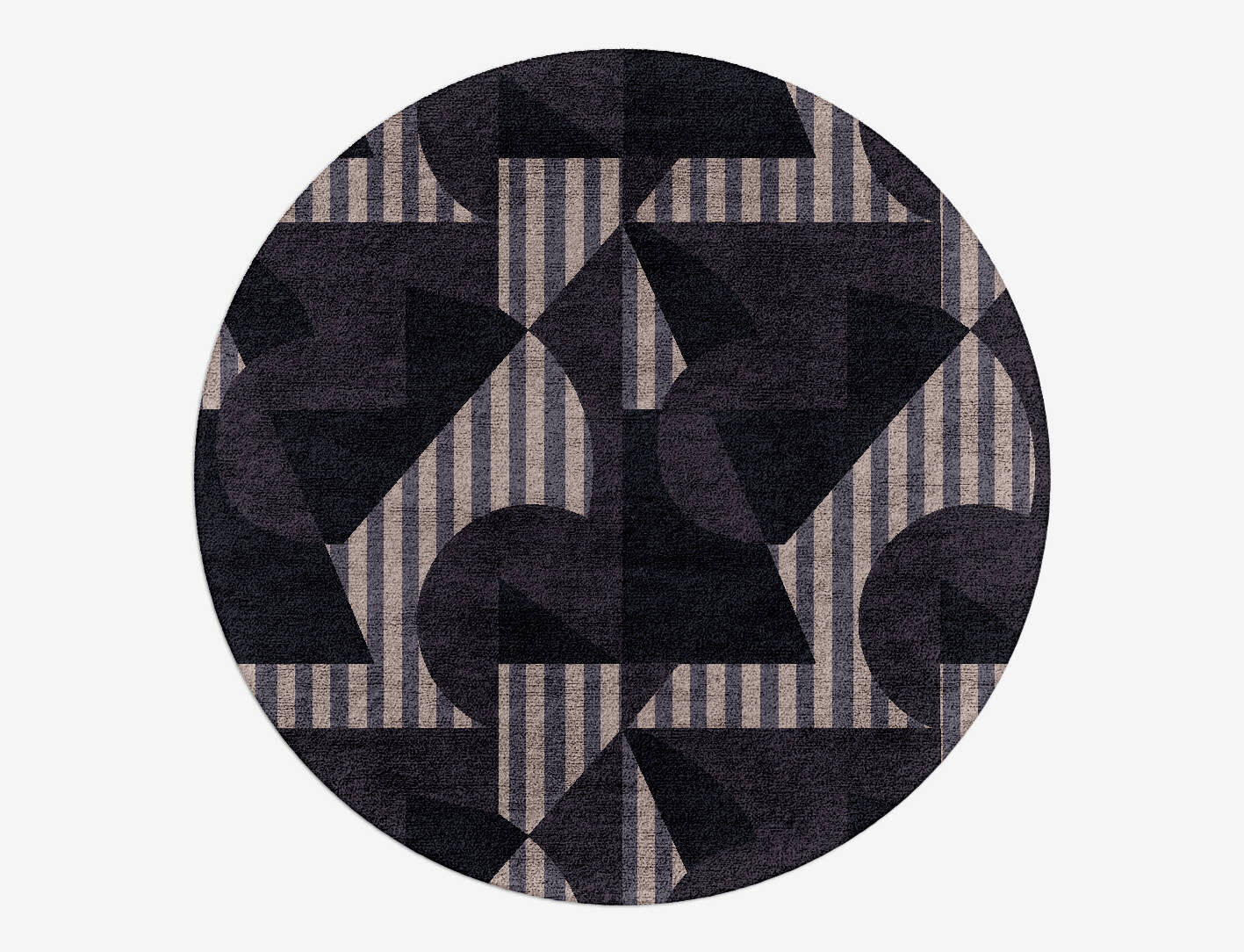 Spatial Plan Modern Geometrics Round Hand Tufted Bamboo Silk Custom Rug by Rug Artisan
