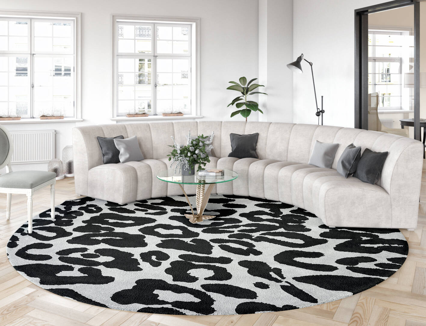 Speckled Hide Animal Prints Round Hand Tufted Pure Wool Custom Rug by Rug Artisan