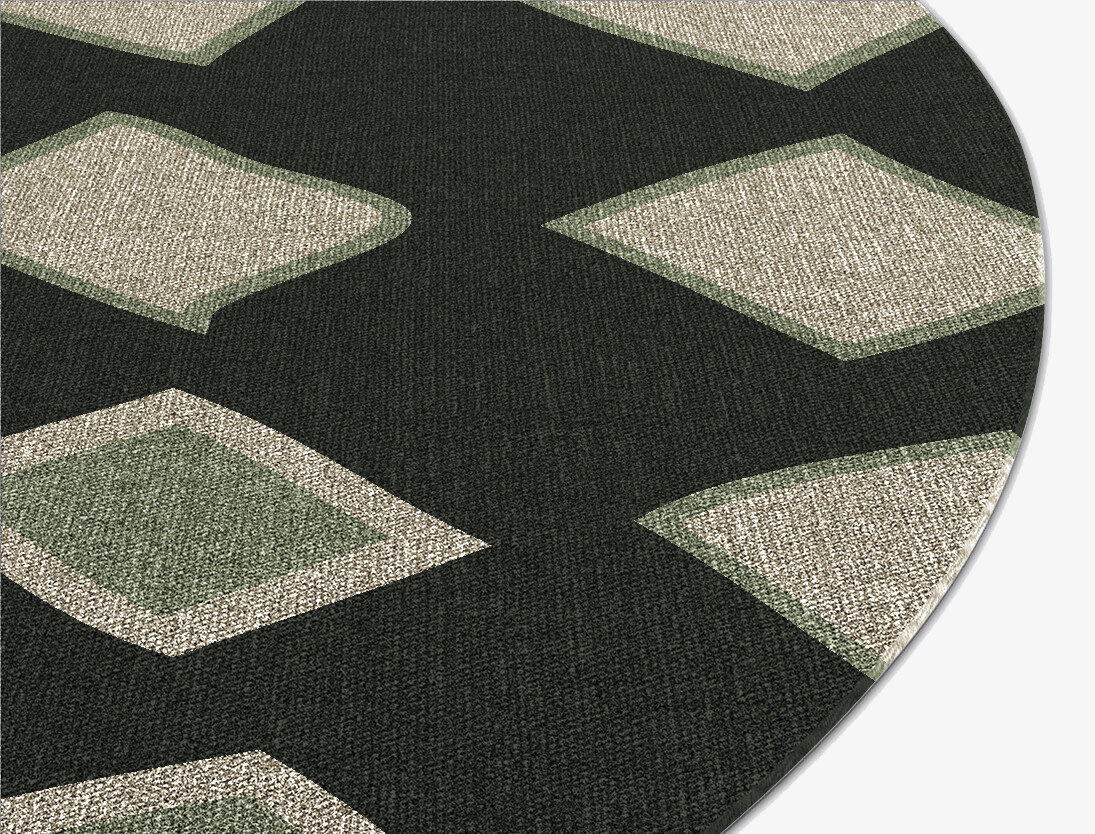 Spectre Abstract Round Flatweave New Zealand Wool Custom Rug by Rug Artisan