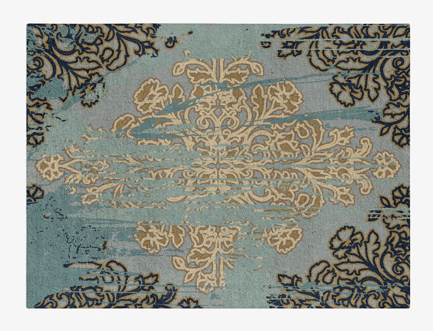 Spilled Gissu Persian Bagh Rectangle Hand Tufted Pure Wool Custom Rug by Rug Artisan
