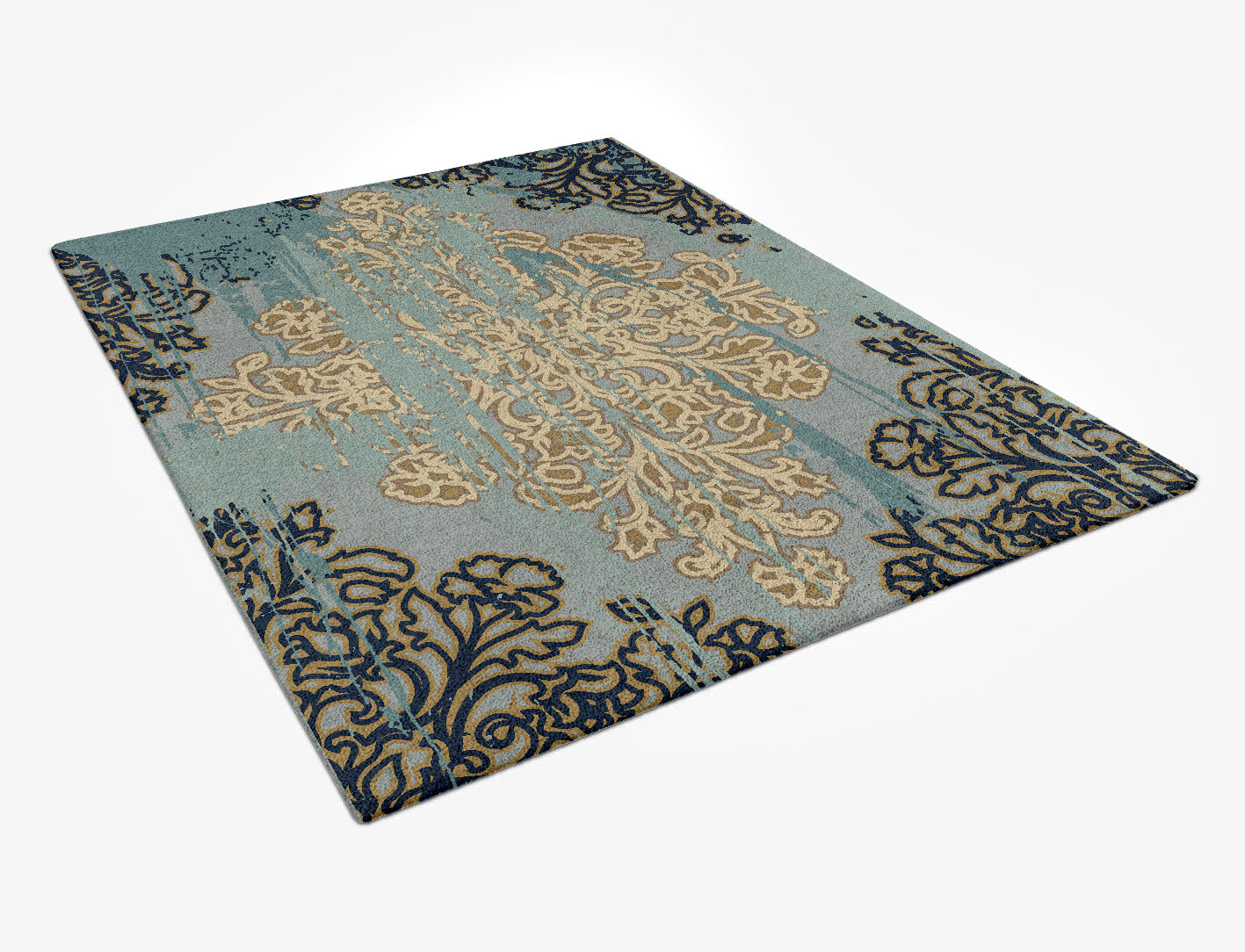 Spilled Gissu Persian Bagh Rectangle Hand Tufted Pure Wool Custom Rug by Rug Artisan