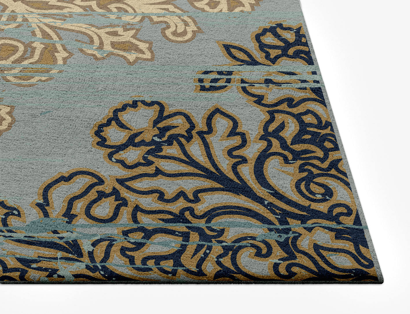 Spilled Gissu Persian Bagh Rectangle Hand Tufted Pure Wool Custom Rug by Rug Artisan