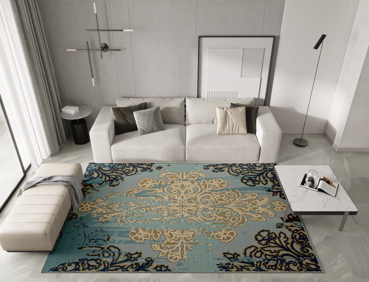 Spilled Gissu Persian Bagh Rectangle Hand Tufted Pure Wool Custom Rug by Rug Artisan